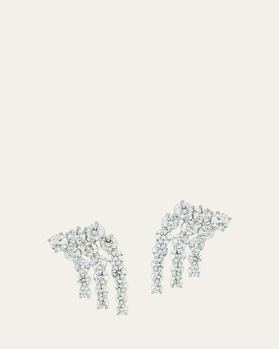 White Gold Connexion Graduating Triple Row Diamond Studs